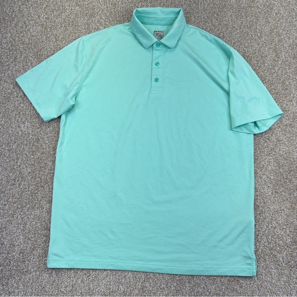 Callaway Opti Dri Green Striped Golf Polo Shirt Mens size Large Short Sleeve - Picture 2 of 12